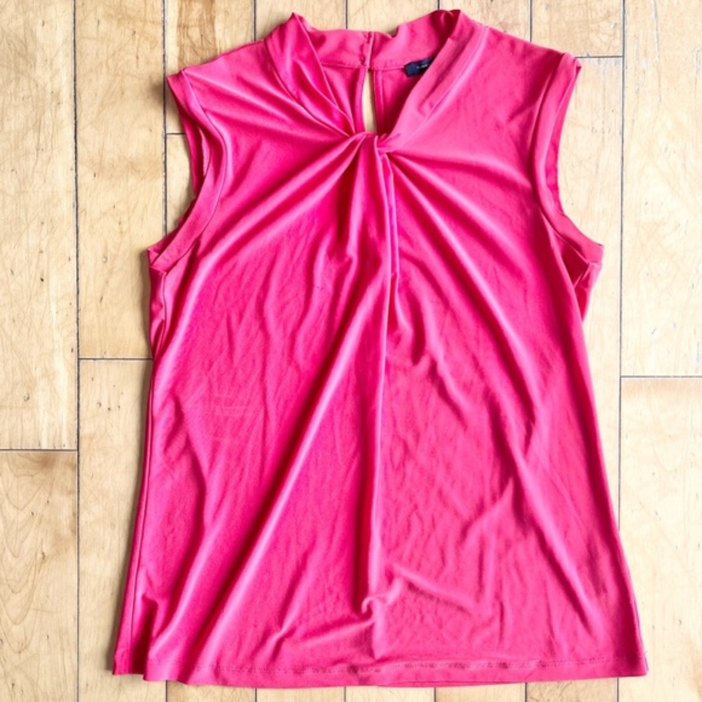 Tommy Hilfiger Pink Knot‑Neck Sleeveless Blouse Size Small